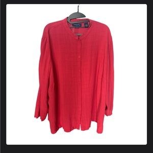 Charter Club Vibrant Red Women's Top Button Down Size 3X